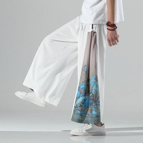 Oriental Straight Leg Baggy Pants