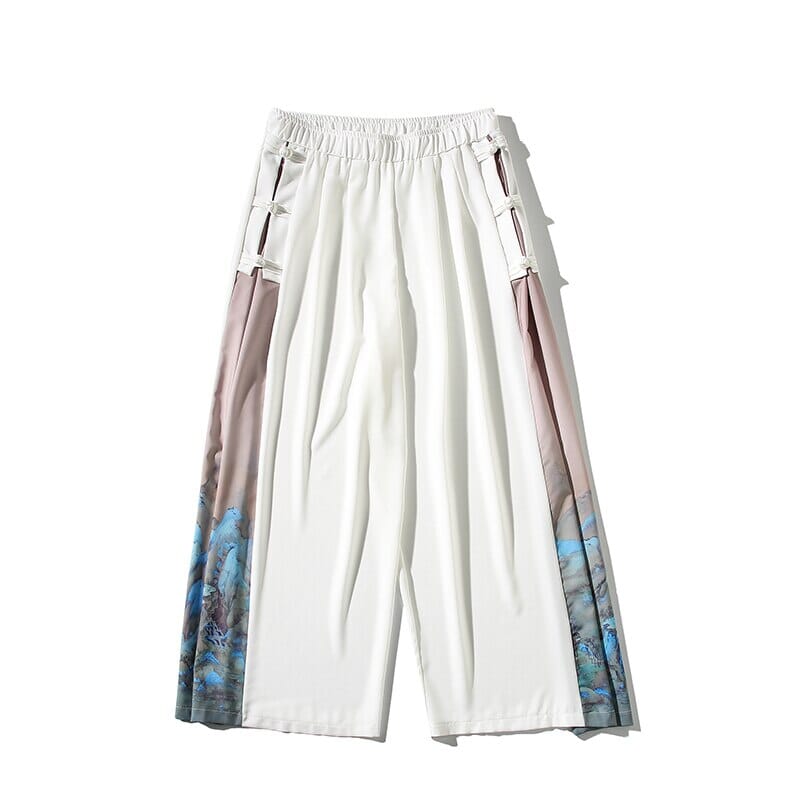 Oriental Straight Leg Baggy Pants