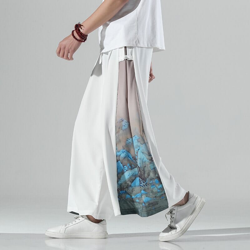 Pantalones holgados de pierna recta orientales