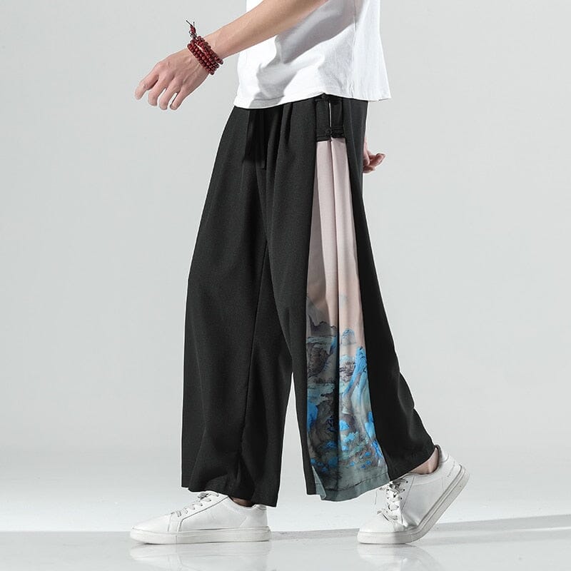 Oriental Straight Leg Baggy Pants