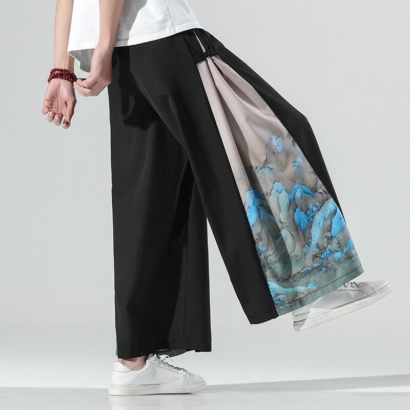 Oriental Straight Leg Baggy Pants