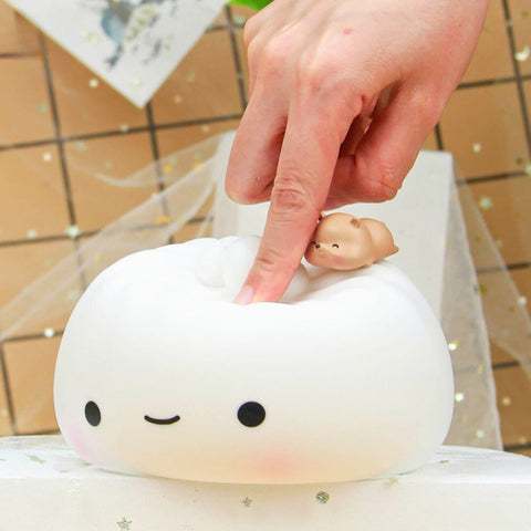 Pan Kawaii con luz LED de silicona suave y sensible al tacto 
