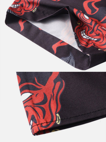 Camisa de manga corta con cabeza de diablo y patchwork