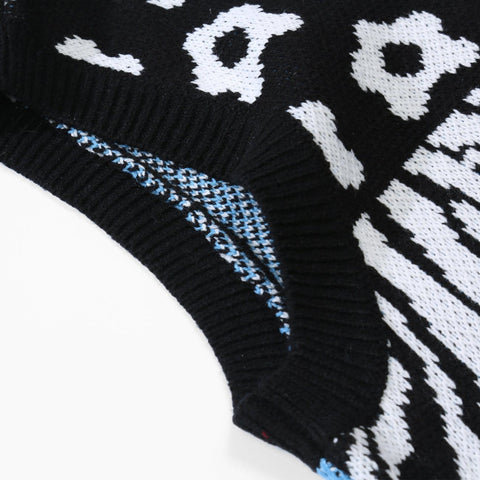 Chaleco de punto con letras y lazo de leopardo de patchwork