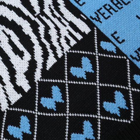 Chaleco de punto con letras y lazo de leopardo de patchwork