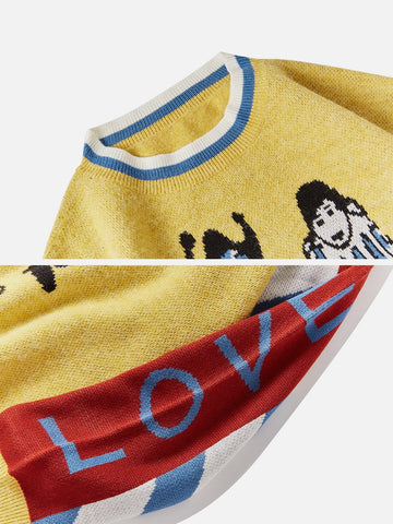 Suéter de punto Joker con mangas de patchwork