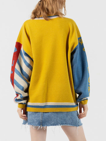 Suéter de punto Joker con mangas de patchwork