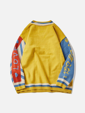 Suéter de punto Joker con mangas de patchwork