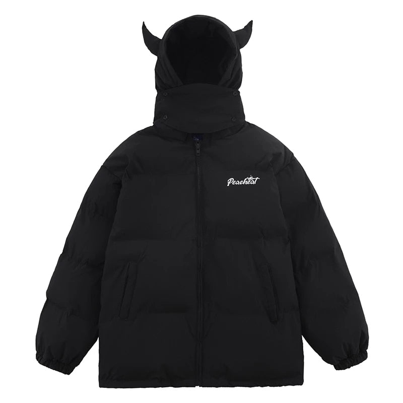 Pink Devil Horns Puffer Jacket