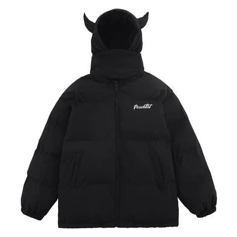 Pink Devil Horns Puffer Jacket