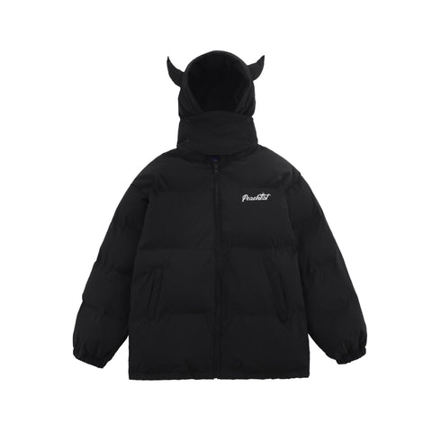 Pink Devil Horns Puffer Jacket