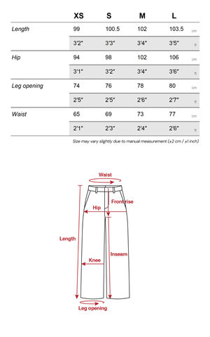 Wide-Leg Curved Panel Denim Pants