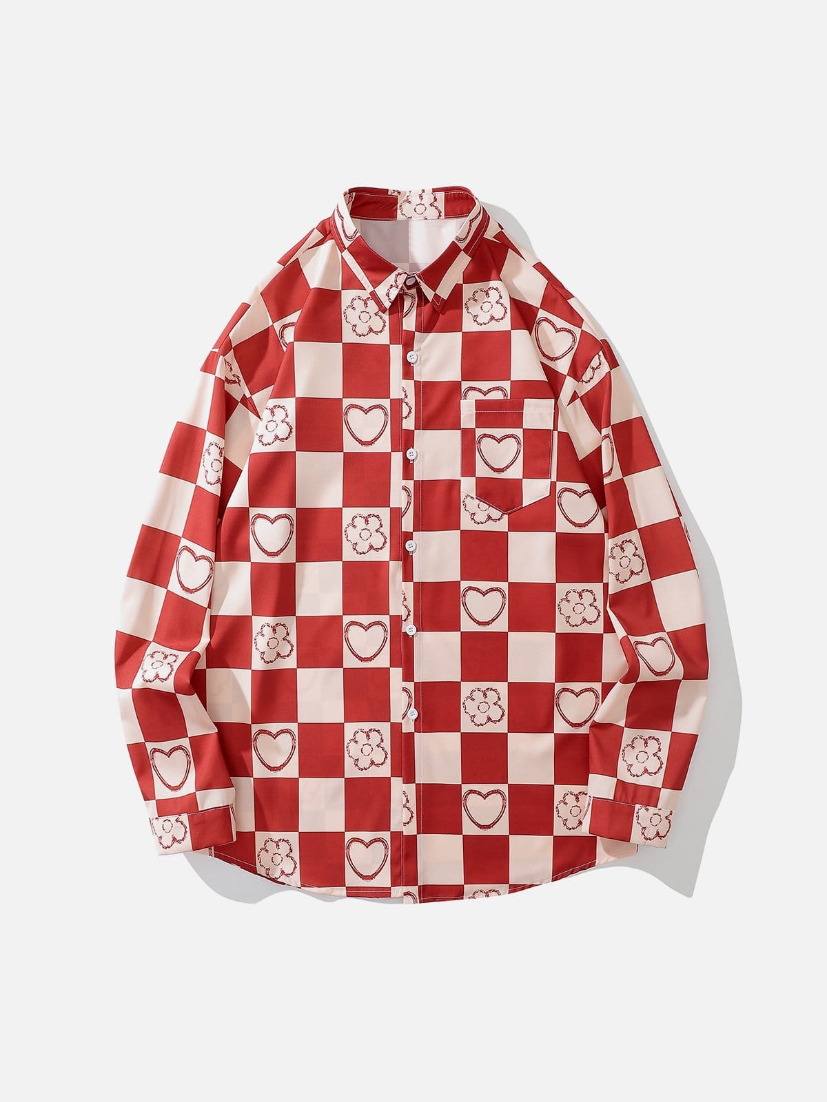 Plaid Color Blocking Print Long Sleeve Shirt