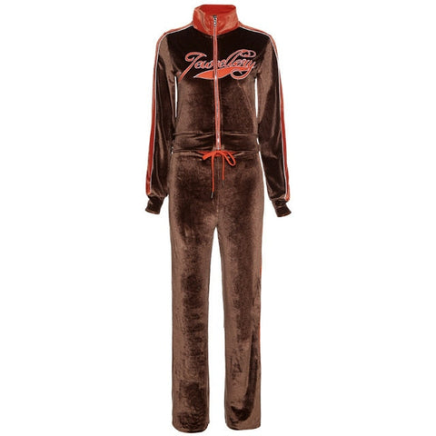 Voguable Y2k Two Piece Set Streetwear Casual Sports Letter Embroidery Long Sleeve jacket Pants Tracksuit