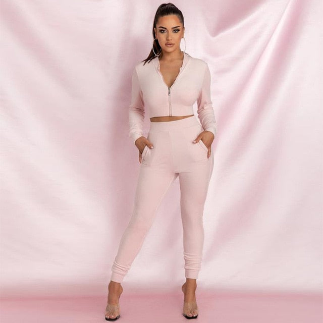 Voguable Y2k Two Piece Set Streetwear Casual Sports Letter Embroidery Long Sleeve jacket Pants Tracksuit