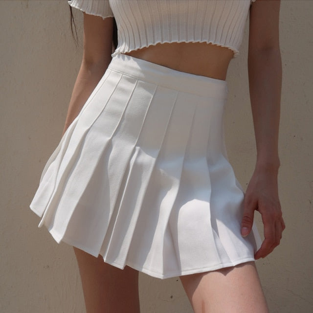 Y2K Harajuku Tartan Skirt Plaid Pleated Skirts Mini Dance Skirt Side Button High Waist School Skirts Female