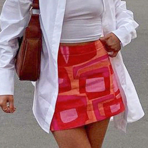 Harajuku Print Korean Y2K Cute Mini Skirts Clubwear Aesthetic 2000s Outfits Streetwear Skirts Cuteandpscho