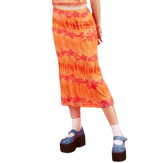 Print Skirt A-Line Trendy Y2K Skirts Harajuku Knee-Length Casual High Waist Party Streetwear Bodycon E-girl Skirt