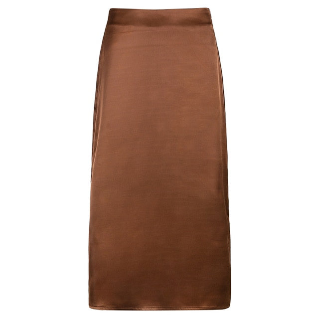 Vintage Split Long Skirt Cyber y2k Straight Satin High Waist Skirts Outfits  Casual Aesthetic Iamhotty