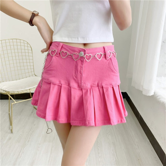 Denim Skirt With Ruffles 6XL 7XL Harajuku Y2K Jeans Skater Woman High Waist Bottom FeCasual Pleated Micro Mini Short Jurken