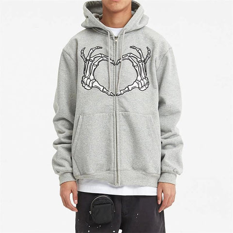Voguable  Y2K Retro Dark Gray Butterfly Zipper Hooded Sweatshirt 90s Harajuku Punk Gothic Zip Up Hoodie Long-sleeved Loose Jacket