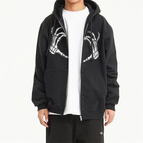 Voguable  Y2K Retro Dark Gray Butterfly Zipper Hooded Sweatshirt 90s Harajuku Punk Gothic Zip Up Hoodie Long-sleeved Loose Jacket