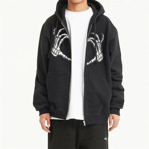 Voguable  Y2K Retro Dark Gray Butterfly Zipper Hooded Sweatshirt 90s Harajuku Punk Gothic Zip Up Hoodie Long-sleeved Loose Jacket