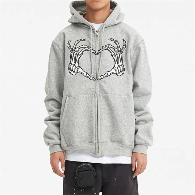 Voguable  Y2K Retro Dark Gray Butterfly Zipper Hooded Sweatshirt 90s Harajuku Punk Gothic Zip Up Hoodie Long-sleeved Loose Jacket