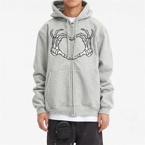 Voguable  Y2K Retro Dark Gray Butterfly Zipper Hooded Sweatshirt 90s Harajuku Punk Gothic Zip Up Hoodie Long-sleeved Loose Jacket