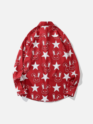 Rabbit Star Print Long Sleeve Shirt