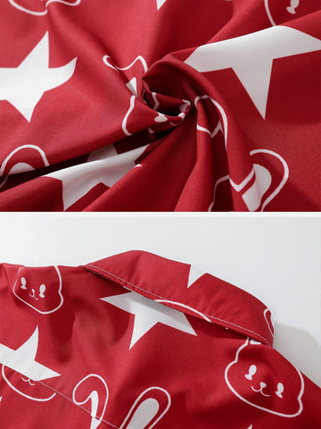 Rabbit Star Print Long Sleeve Shirt