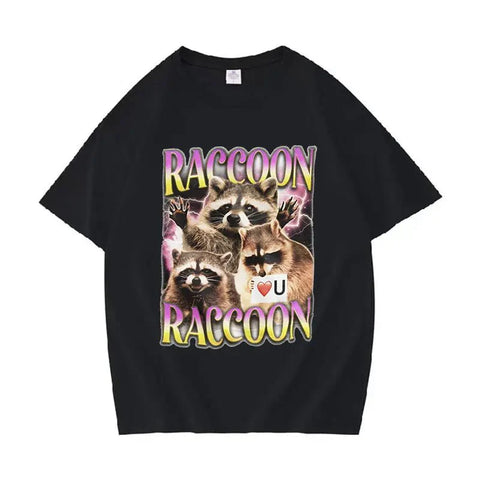 Retro Raccoon Lover Funny T Shirts