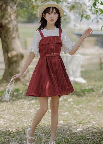 Vestido mini de rayas con botones