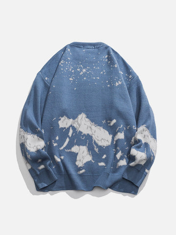 Snowy Mountains Print Sweater