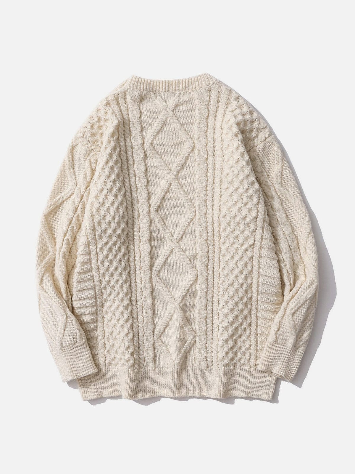 Einfarbiger Strickpullover mit gewebtem Muster