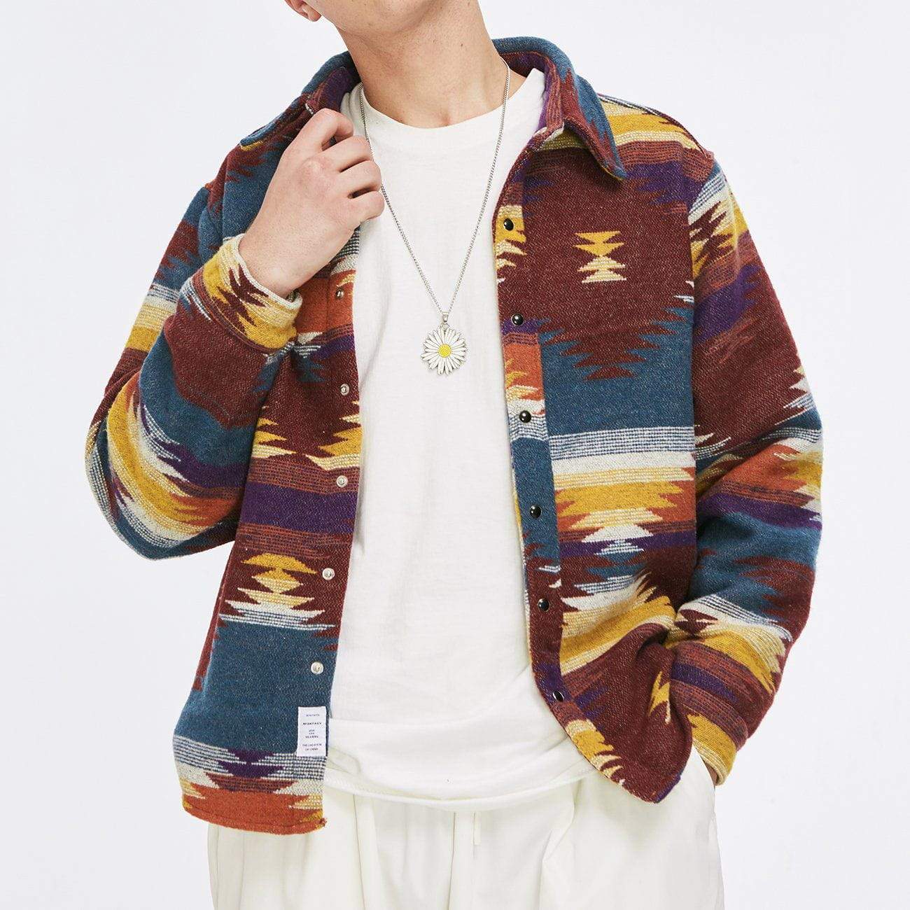 Camisa de manga larga con patchwork y teñido anudado