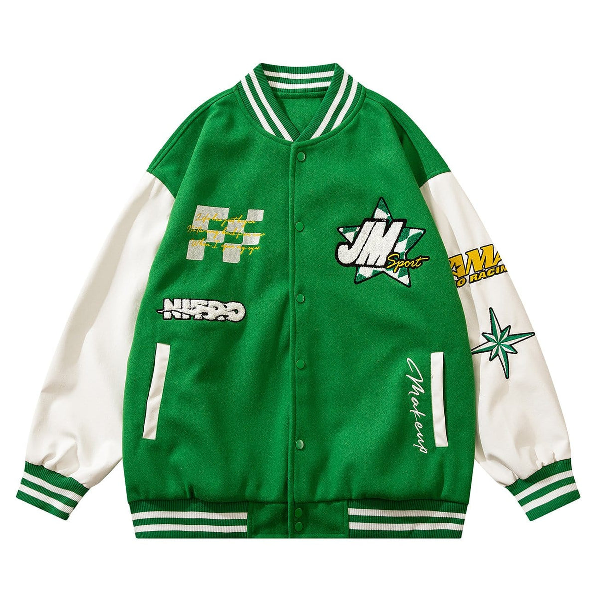 Chaqueta de patchwork con bordado de bandera vintage 