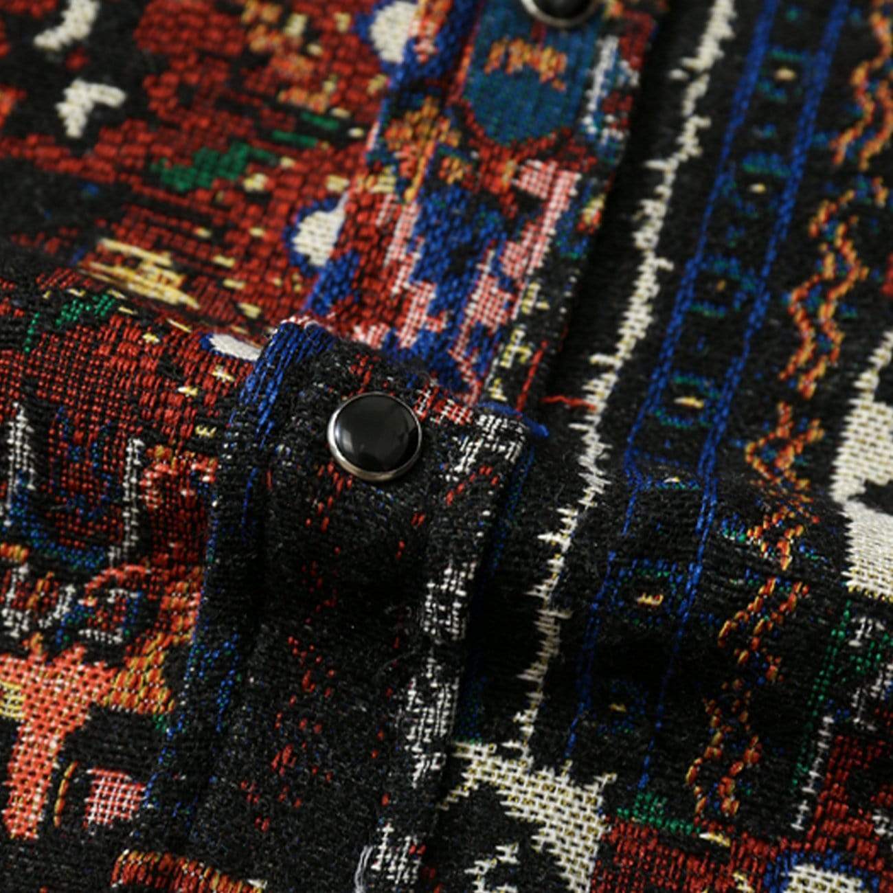 Langarmhemd im Vintage-Nationalstil mit geometrischer Stickerei 