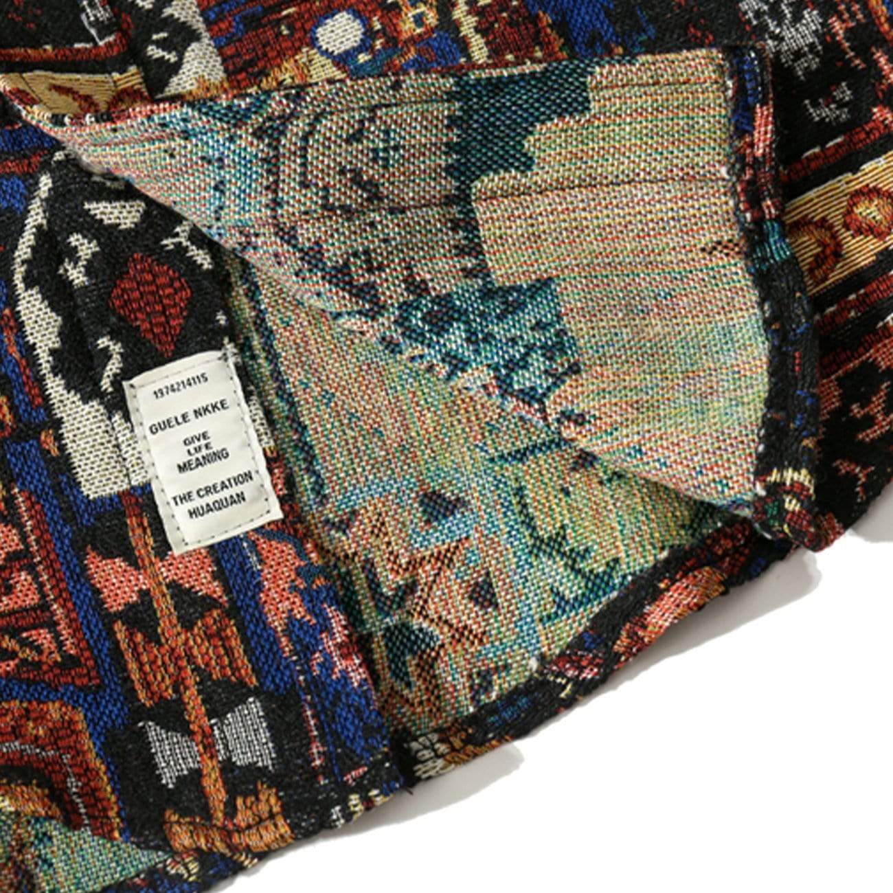 Langarmhemd im Vintage-Nationalstil mit geometrischer Stickerei 