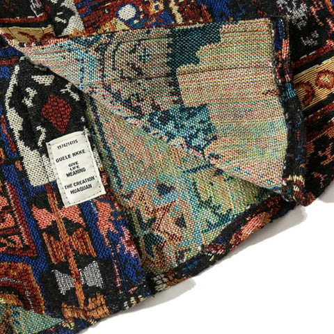 Langarmhemd im Vintage-Nationalstil mit geometrischer Stickerei 