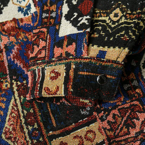 Langarmhemd im Vintage-Nationalstil mit geometrischer Stickerei 