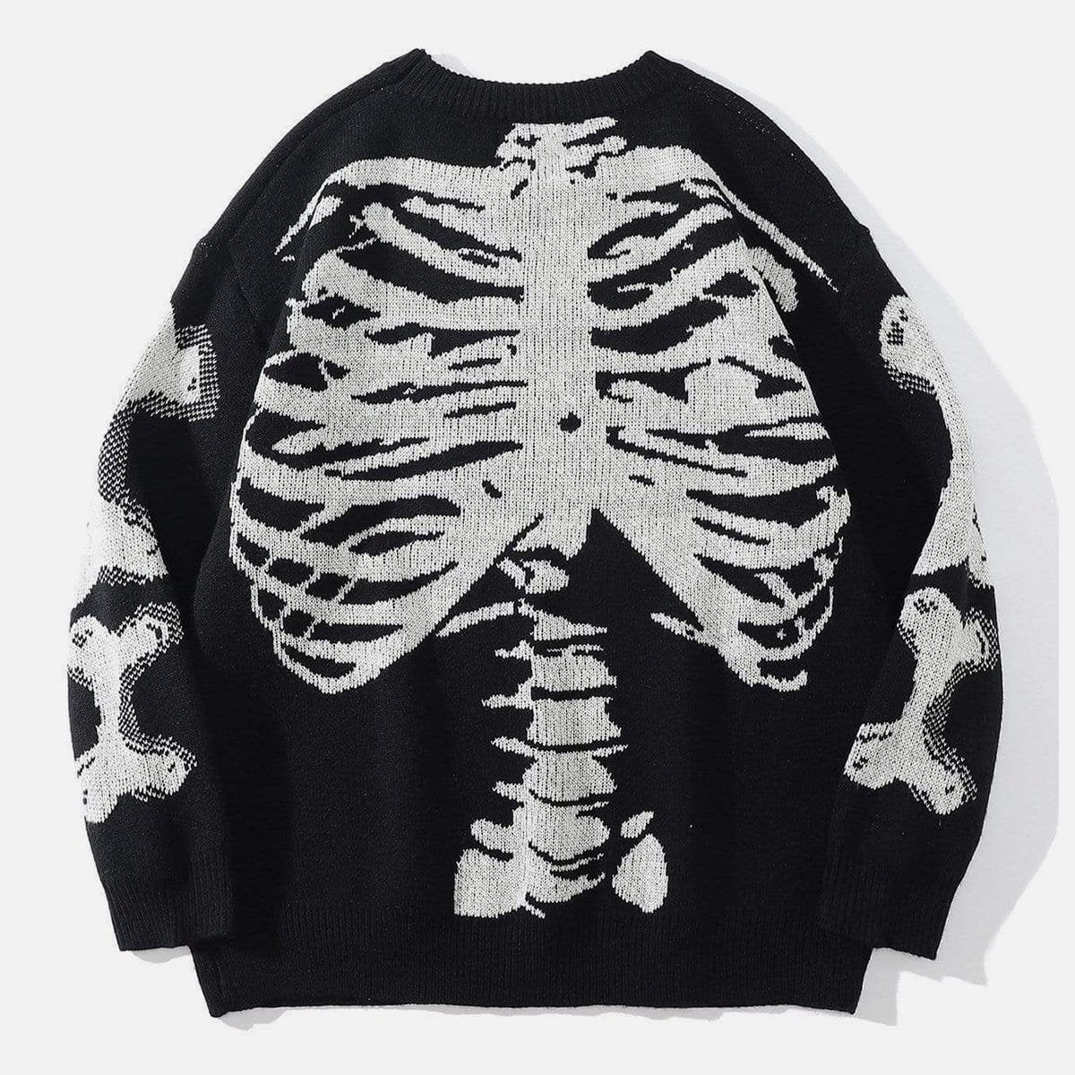 Vintage Skeleton Print Knit Sweater