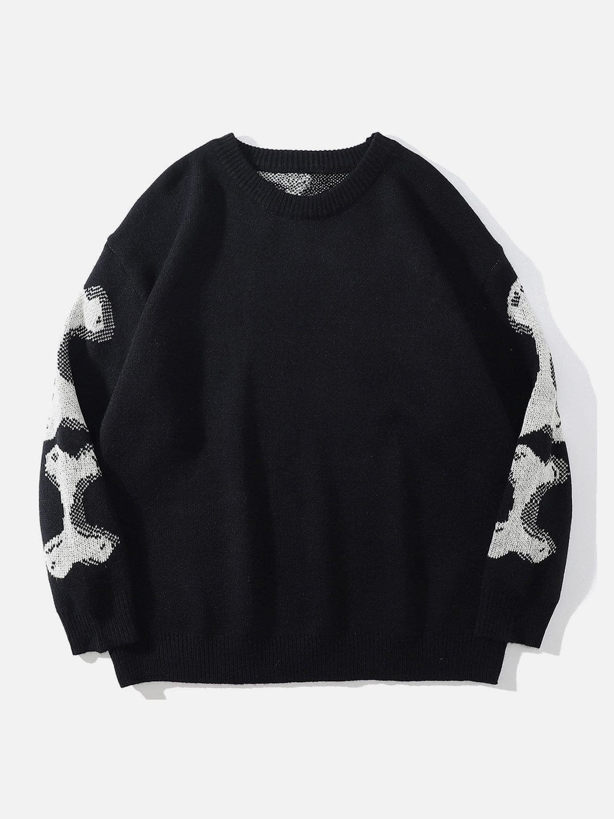 Vintage Skeleton Print Knit Sweater