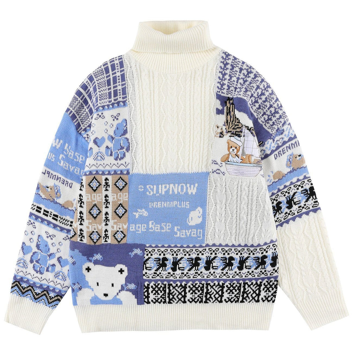 Vintage Stitching Bear Knit Sweater