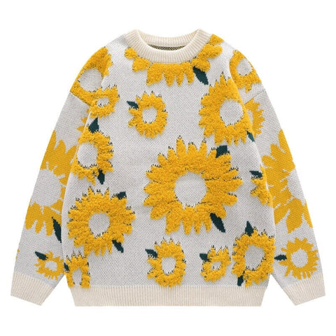 Suéter vintage kawaii de girasol