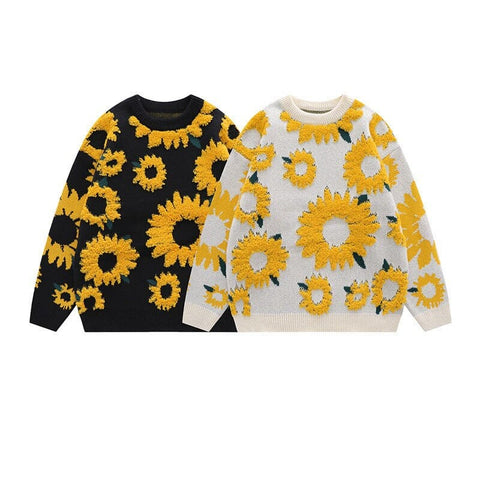 Suéter vintage kawaii de girasol