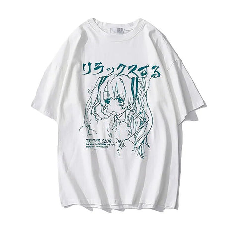 Camiseta de anime triste estilo Y2k