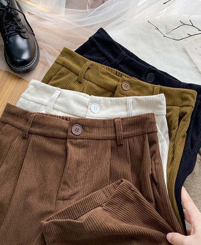 Retro Corduroy Straight Leg Pants