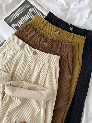 Retro Corduroy Straight Leg Pants