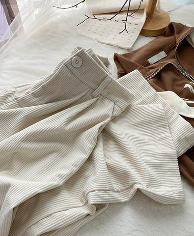 Retro Corduroy Straight Leg Pants